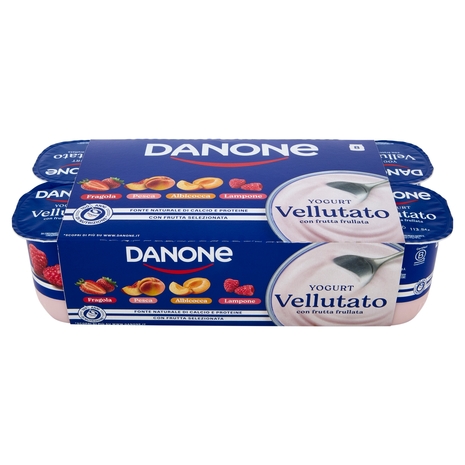 DANONE Yogurt Vellutato con Frutta Frullata, Fonte Naturale di Calcio e Proteine, 8x115g